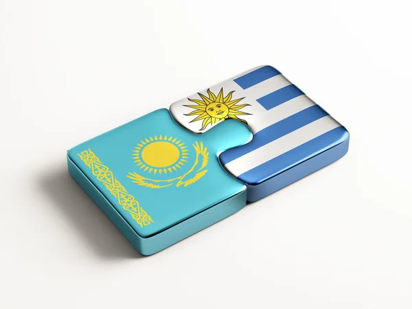 Kazakhstan Uruguay Puzzle Concept — Photo