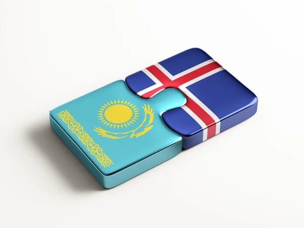 アイスランド カザフスタン パズル コンセプト — ストック写真