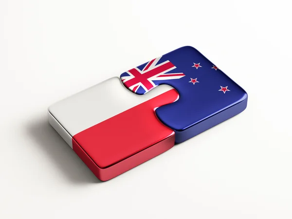 Poland New Zealand  Puzzle Concept — Stock Photo, Image