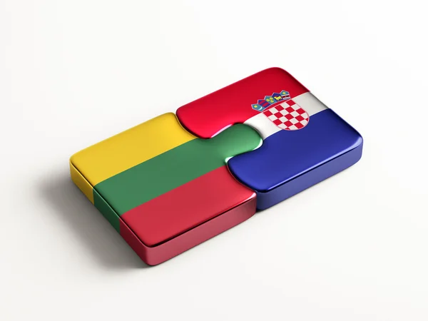 Litauen Kroatien pussel koncept — Stockfoto