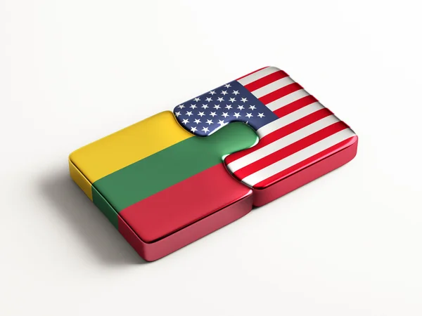 Lituania Estados Unidos Puzzle Concepto —  Fotos de Stock
