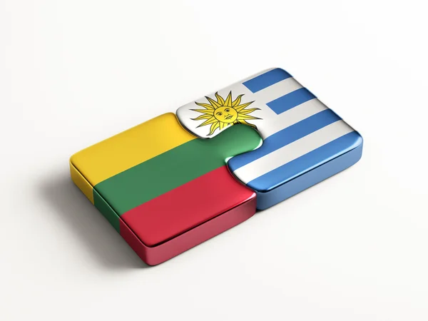 Lituanie Uruguay Puzzle Concept — Photo