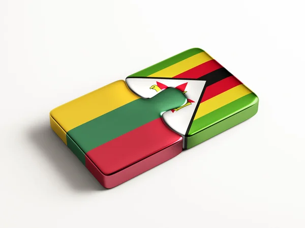 Konsep Puzzle Lithuania Zimbabwe — Stok Foto