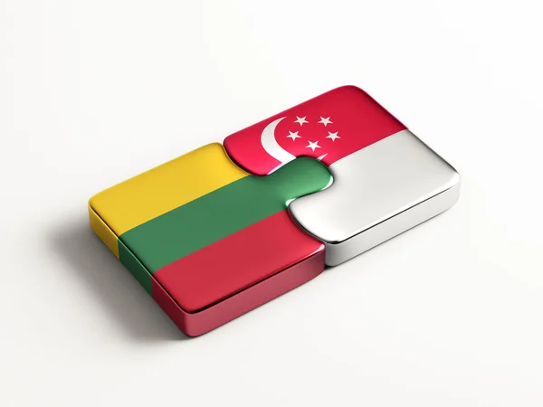 Litauen Singapore pussel koncept — Stockfoto