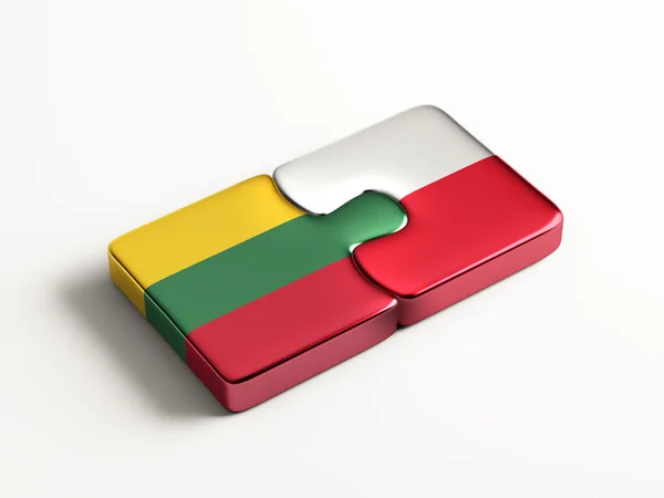Konsep Puzzle Lithuania Polandia — Stok Foto