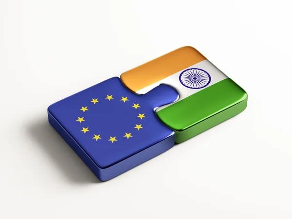 Europeiska unionen Indien pussel koncept — Stockfoto