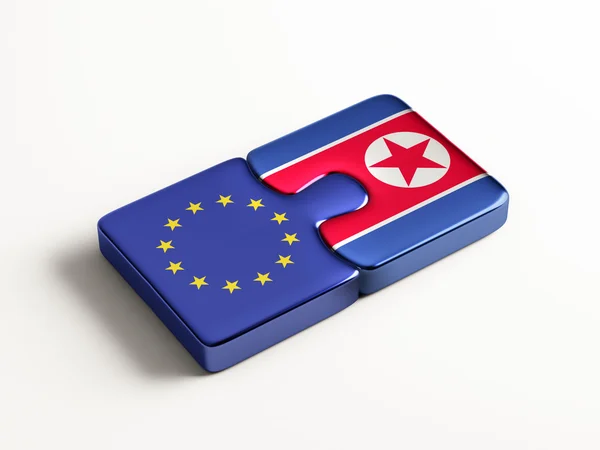 Conceito de Puzzle da União Europeia na Coreia do Norte — Fotografia de Stock