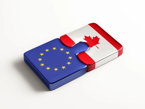 Europeiska unionen Kanada pussel koncept — Stockfoto