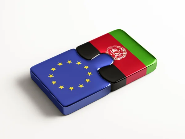 Afghanistan Europeiska unionen undertecknar flaggor koncept — Stockfoto