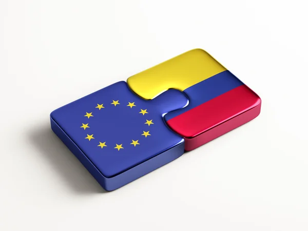 Unión Europea Colombia Puzzle Concept — Foto de Stock