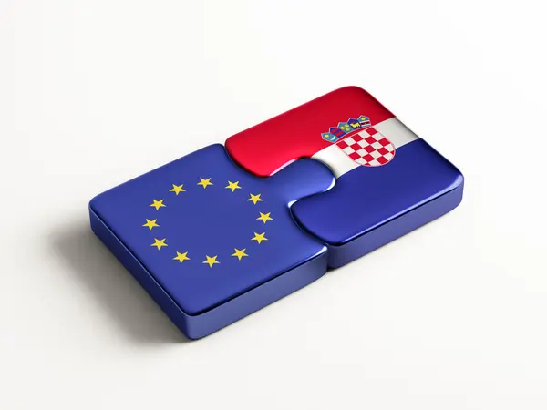 União Europeia Croácia Puzzle Concept — Fotografia de Stock