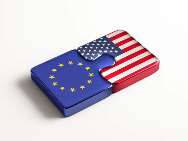 União Europeia Estados Unidos Puzzle Concept — Fotografia de Stock