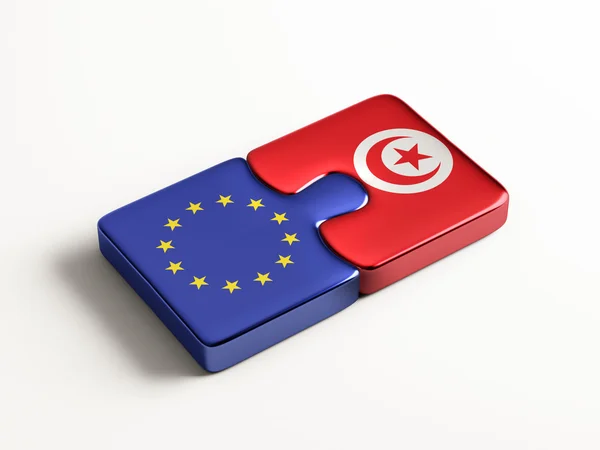 Túnez Unión Europea Puzzle Concepto — Foto de Stock