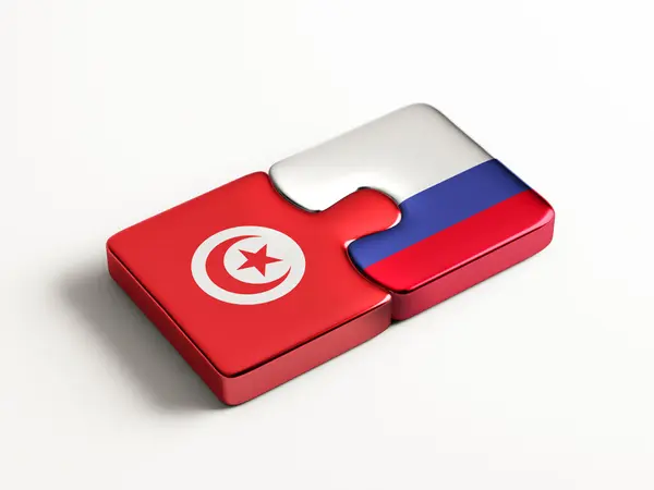 Tunisia Russia  Puzzle Concept — Stock Photo, Image