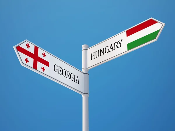 Hungary Georgia  Sign Flags Concept — Stock Photo, Image