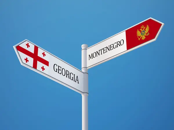 Montenegro Georgië vlaggen concept — Stockfoto