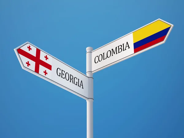 Colombie Géorgie Signer Drapeaux Concept — Photo