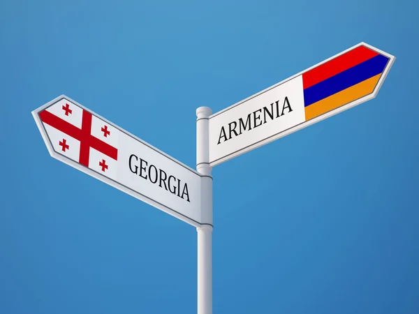 Armenia Georgia  Sign Flags Concept — Stock Photo, Image