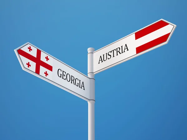 Áustria Geórgia Signo Bandeiras Conceito — Fotografia de Stock
