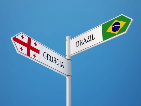 Brasil Georgia Sign Flags Conceito — Fotografia de Stock