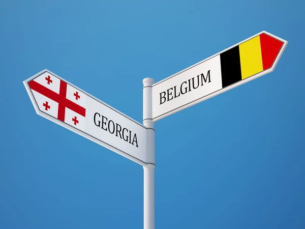 Bélgica Georgia Sign Flags Concept —  Fotos de Stock