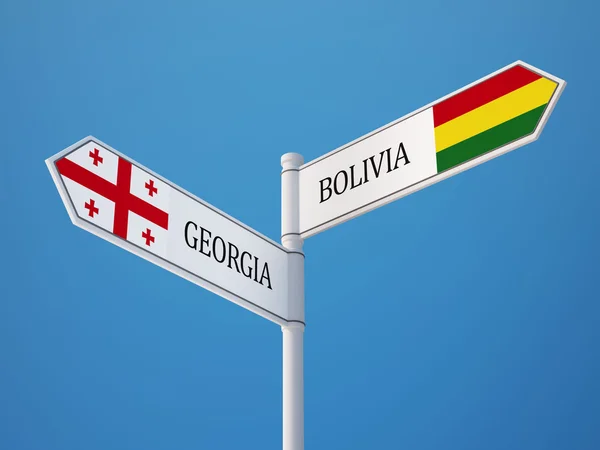 Bolivie Géorgie Signer Drapeaux Concept — Photo