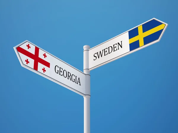 Suecia Georgia Sign Flags Concept —  Fotos de Stock