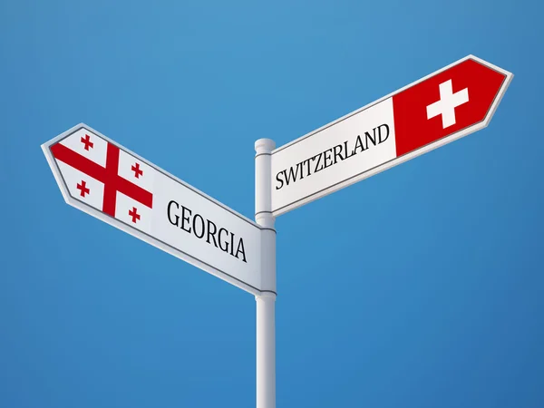 Switzerland Georgia  Sign Flags Concept — Stock Photo, Image