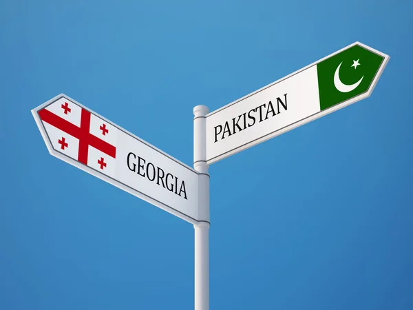 Pakistan Georgien unterzeichnen Flaggen Konzept — Stockfoto