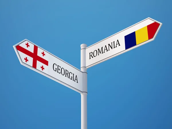 Romania Georgia  Sign Flags Concept — Stock Photo, Image