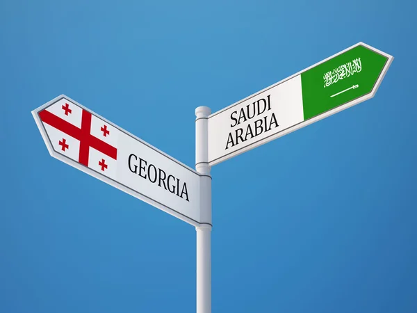 Saudi Arabia Georgia  Sign Flags Concept — Stock Photo, Image