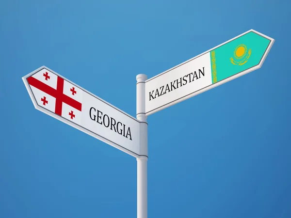 Казахстан Грузия подписала Концепцию флагов — стоковое фото