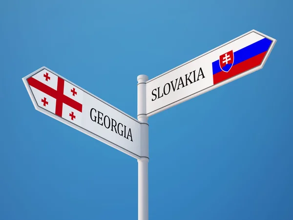 Eslovaquia Georgia Sign Flags Concept —  Fotos de Stock