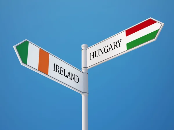 Hungría Irlanda Sign Flags Concept — Foto de Stock