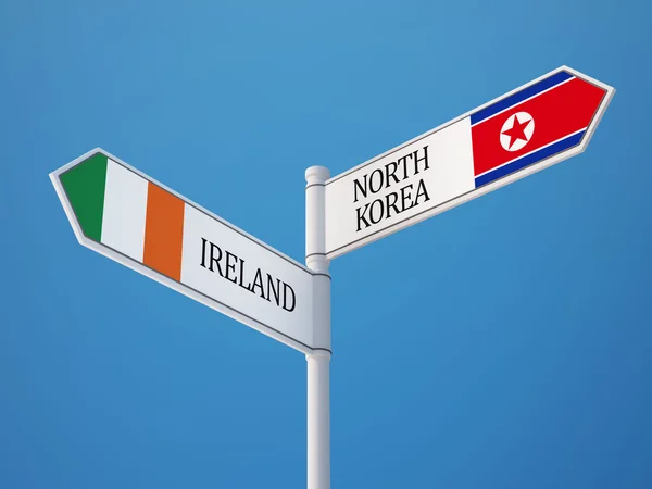 Corea del Norte Irlanda Sign Flags Concept —  Fotos de Stock