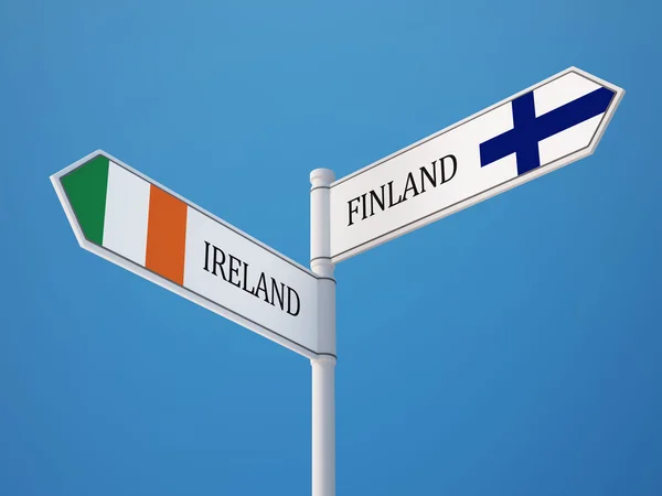 Finland Irland tecken flaggor koncept — Stockfoto