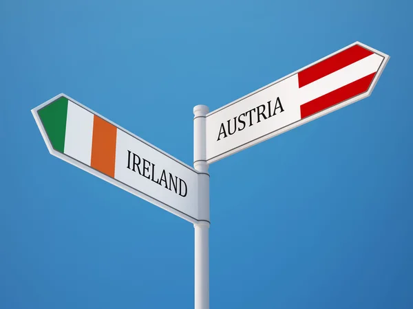 Österrike Irland tecken flaggor koncept — Stockfoto