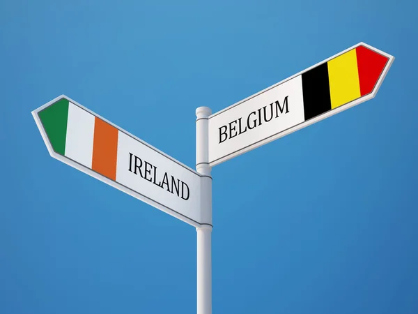 Bélgica Irlanda Signo Bandeiras Conceito — Fotografia de Stock
