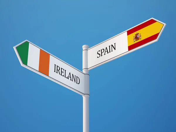 Espagne Irlande Signer Drapeaux Concept — Photo