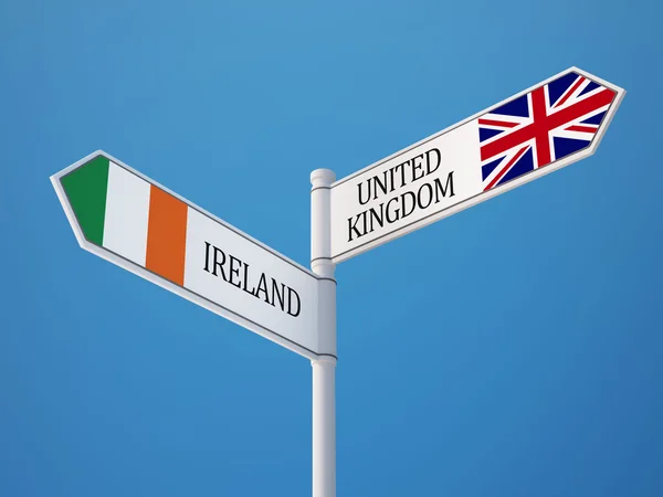 United Kingdom Ireland  Sign Flags Concept — Stock Photo, Image