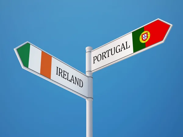 Portugal Ireland  Sign Flags Concept — Stock Photo, Image