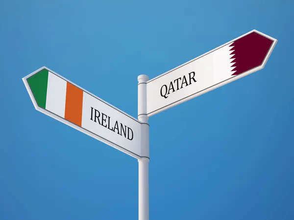 Conceito de Bandeiras de Sinais do Catar Irlanda — Fotografia de Stock