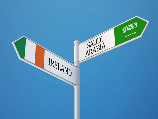 Arábia Saudita Irlanda assinar Bandeiras Conceito — Fotografia de Stock