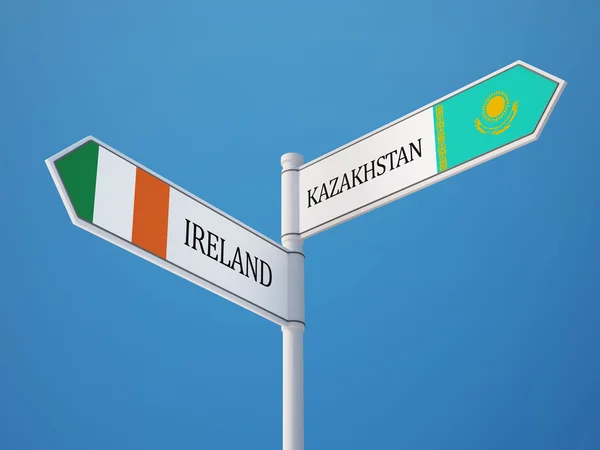 Kazajstán Irlanda Sign Flags Concept — Foto de Stock