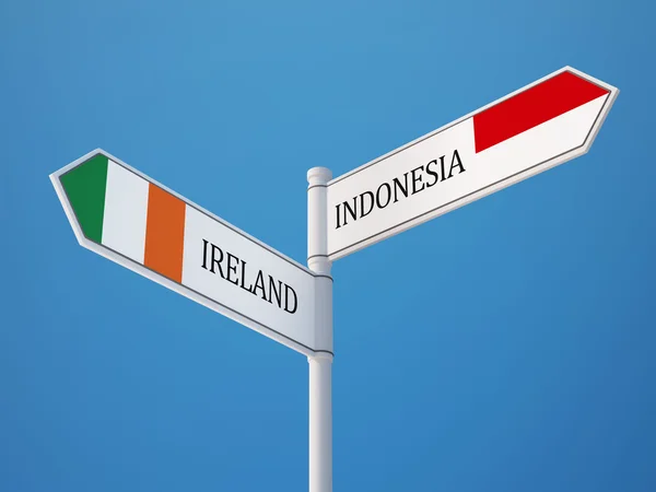 Indonesia Ireland  Sign Flags Concept — Stock Photo, Image