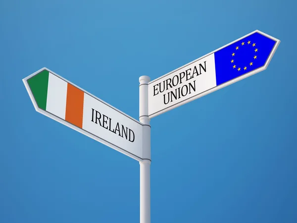 Europeiska unionen Irland tecken flaggor koncept — Stockfoto