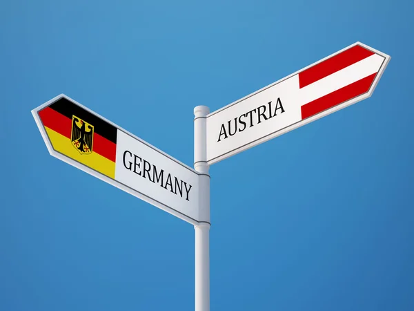 Österreich Deutschland unterschreibt Flaggenkonzept — Stockfoto