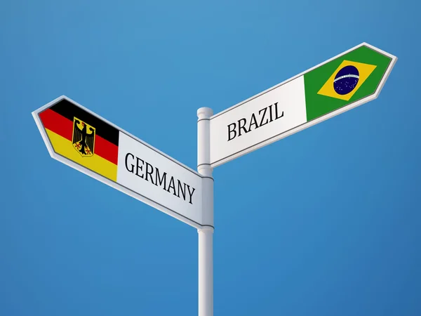 Brasilien Tyskland tecken flaggor koncept — Stockfoto