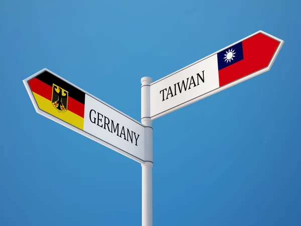 Taiwan deutschland unterzeichnen fahnen konzept — Stockfoto