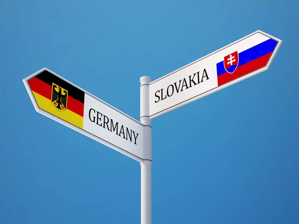 Slovaquie Allemagne Signer Drapeaux Concept — Photo